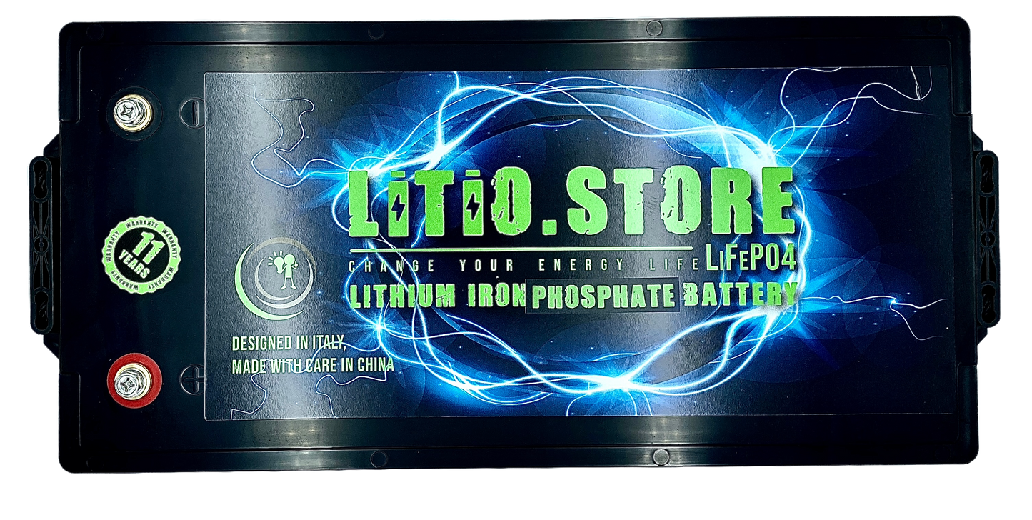 Batterie LiFePO4 12V 200Ah 2560Wh 100A BMS Lithium Serie bluetooth Litio Store