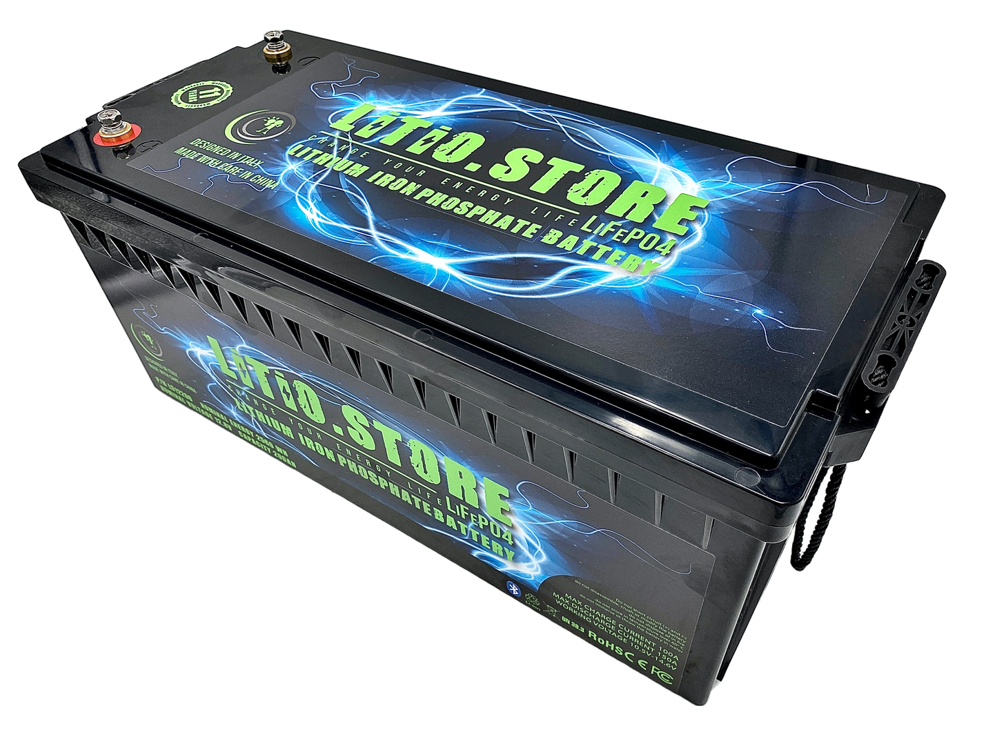 Batterie LiFePO4 12V 200Ah 2560Wh 100A BMS Lithium Serie bluetooth Litio Store