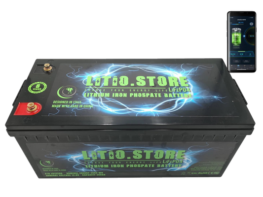 Batterie LiFePO4 12V 200Ah 2560Wh 100A BMS Lithium Serie bluetooth Litio Store