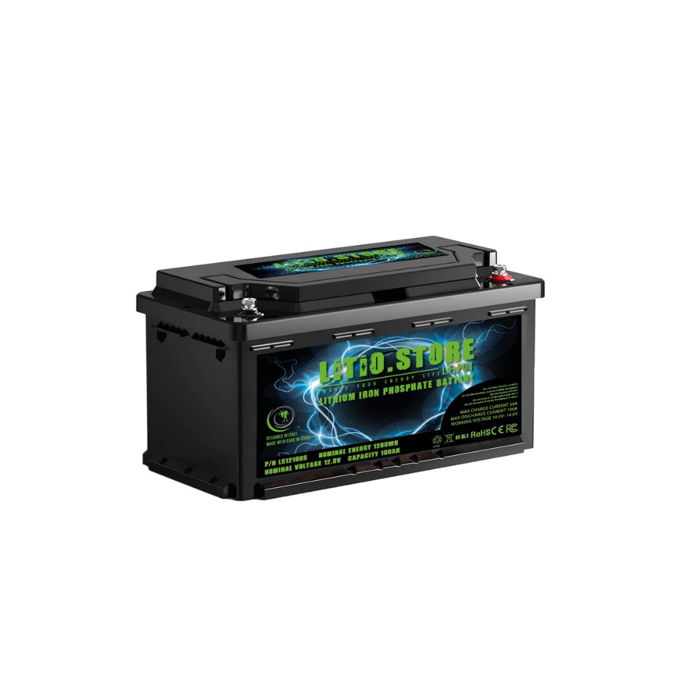 Batterie LiFePO4 12V 100Ah sous-siège 1280Wh 100A BMS Lithium Serie CLASSIC Litio Store